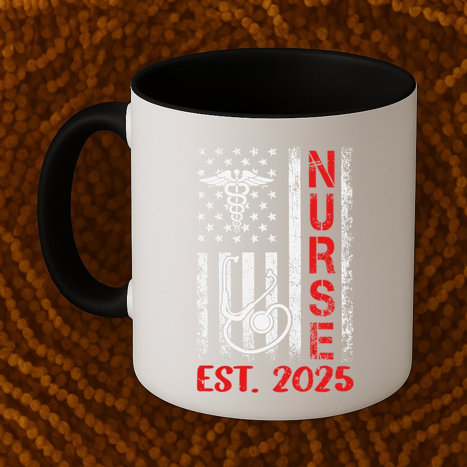 Nurse Est 2025 Patriotic Nursing School Rn Usa Flag Mug