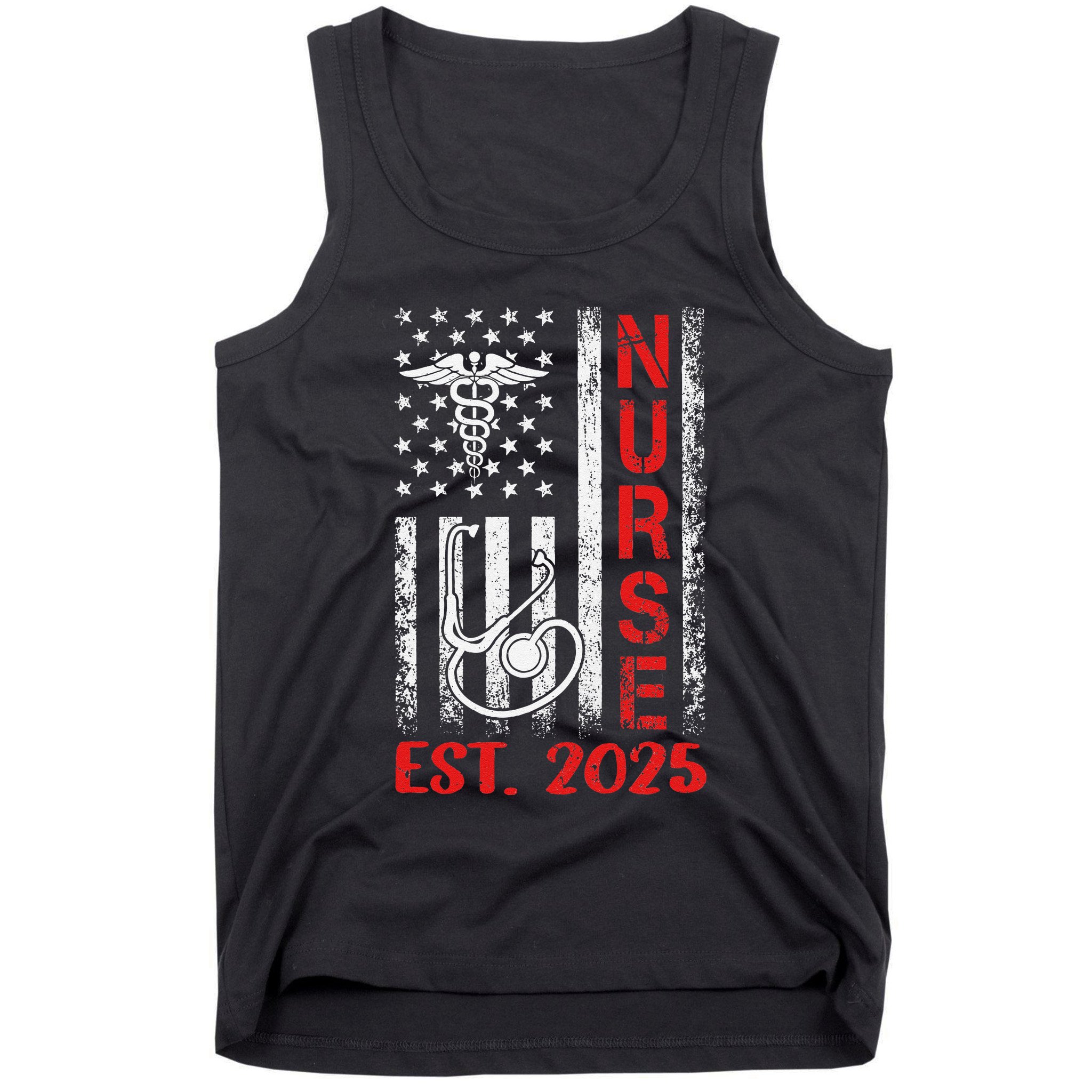 Nurse Est 2025 Patriotic Nursing School Rn Usa Flag Tank Top