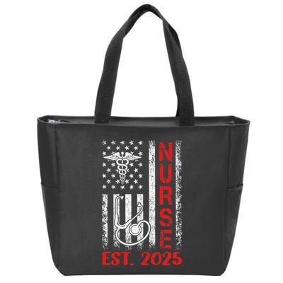 Nurse Est 2025 Patriotic Nursing School Rn Usa Flag Zip Tote Bag