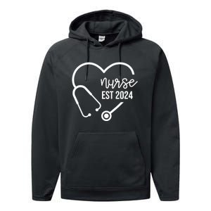 Nurse Est 2024 Rn Nursing School Graduation Graduate Performance Fleece Hoodie