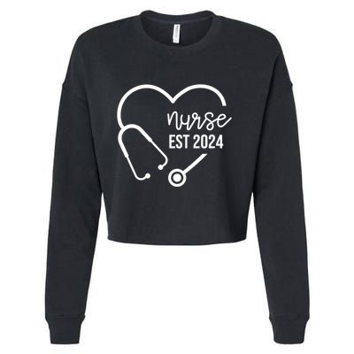 Nurse Est 2024 Rn Nursing School Graduation Graduate Cropped Pullover Crew
