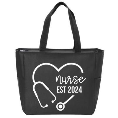 Nurse Est 2024 Rn Nursing School Graduation Graduate Zip Tote Bag