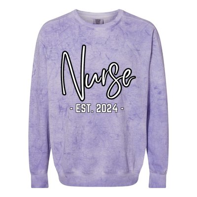 Nurse Est 2024 Rn Nursing School Graduation Graduate Student Colorblast Crewneck Sweatshirt