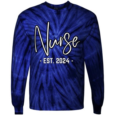 Nurse Est 2024 Rn Nursing School Graduation Graduate Student Tie-Dye Long Sleeve Shirt