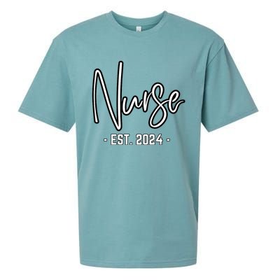 Nurse Est 2024 Rn Nursing School Graduation Graduate Student Sueded Cloud Jersey T-Shirt