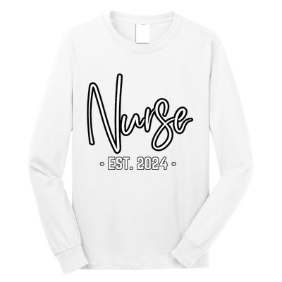 Nurse Est 2024 Rn Nursing School Graduation Graduate Student Long Sleeve Shirt