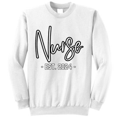 Nurse Est 2024 Rn Nursing School Graduation Graduate Student Sweatshirt