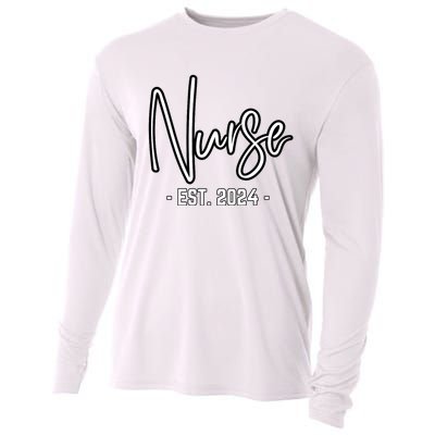 Nurse Est 2024 Rn Nursing School Graduation Graduate Student Cooling Performance Long Sleeve Crew