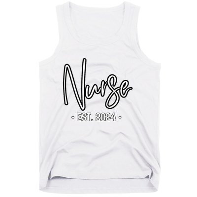 Nurse Est 2024 Rn Nursing School Graduation Graduate Student Tank Top