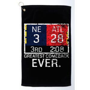 New England 3 Atlanta 28 Greatest Comeback Ever Graphic Platinum Collection Golf Towel