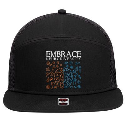 Neurodiversity Embrace Adhd Autism Asd Autism Awareness Day Gift 7 Panel Mesh Trucker Snapback Hat