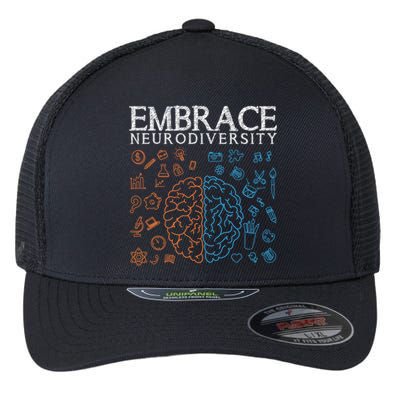 Neurodiversity Embrace Adhd Autism Asd Autism Awareness Day Gift Flexfit Unipanel Trucker Cap