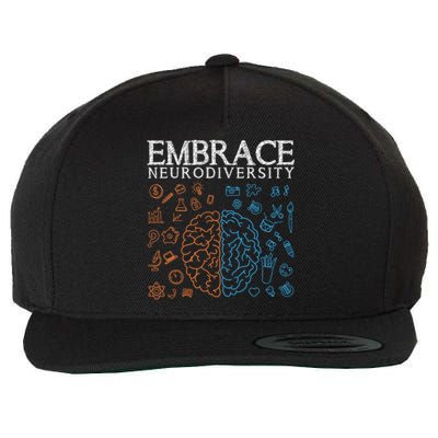 Neurodiversity Embrace Adhd Autism Asd Autism Awareness Day Gift Wool Snapback Cap