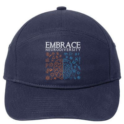 Neurodiversity Embrace Adhd Autism Asd Autism Awareness Day Gift 7-Panel Snapback Hat