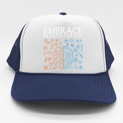 Neurodiversity Embrace Adhd Autism Asd Autism Awareness Day Gift Trucker Hat