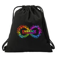 Neurodiversity Embrace ADHD Autism ASD Butterfly Infinity Drawstring Bag