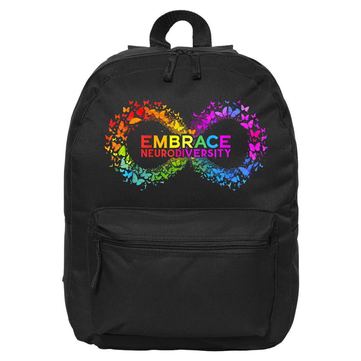 Neurodiversity Embrace ADHD Autism ASD Butterfly Infinity 16 in Basic Backpack