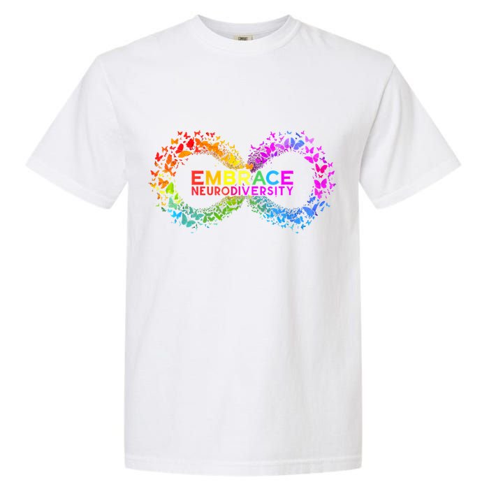 Neurodiversity Embrace ADHD Autism ASD Butterfly Infinity Garment-Dyed Heavyweight T-Shirt