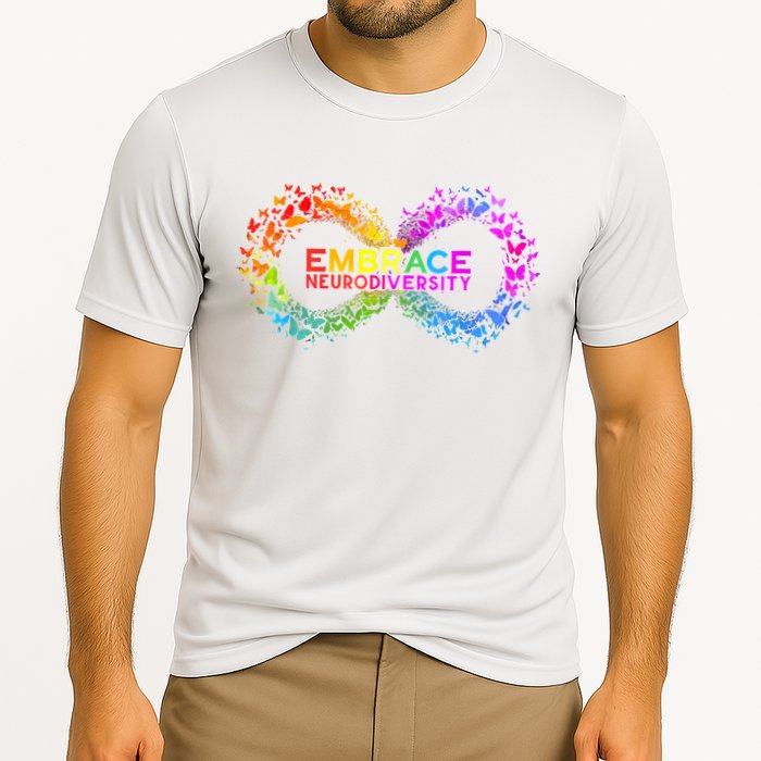 Neurodiversity Embrace ADHD Autism ASD Butterfly Infinity Cooling Performance Crew T-Shirt