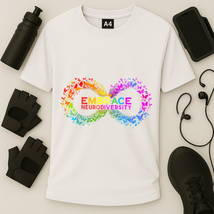 Neurodiversity Embrace ADHD Autism ASD Butterfly Infinity Cooling Performance Crew T-Shirt