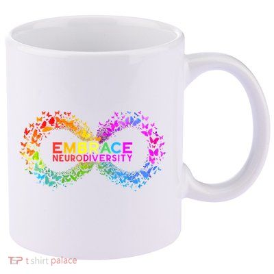 Neurodiversity Embrace ADHD Autism ASD Butterfly Infinity 11oz C Handle Ceramic Mug