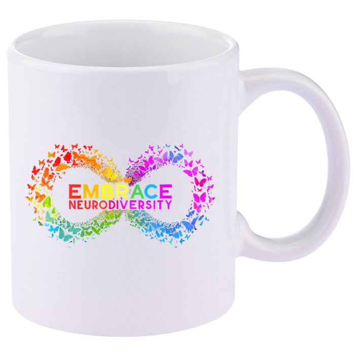 Neurodiversity Embrace ADHD Autism ASD Butterfly Infinity 11oz C Handle Ceramic Mug