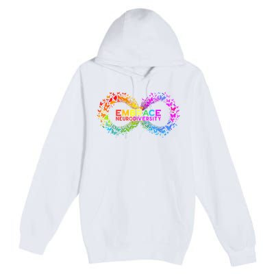 Neurodiversity Embrace ADHD Autism ASD Butterfly Infinity Premium Pullover Hoodie