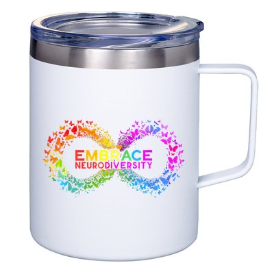 Neurodiversity Embrace ADHD Autism ASD Butterfly Infinity 12oz Stainless Steel Coffee Mug