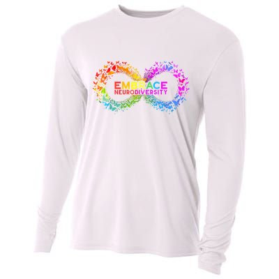 Neurodiversity Embrace ADHD Autism ASD Butterfly Infinity Cooling Performance Long Sleeve Crew