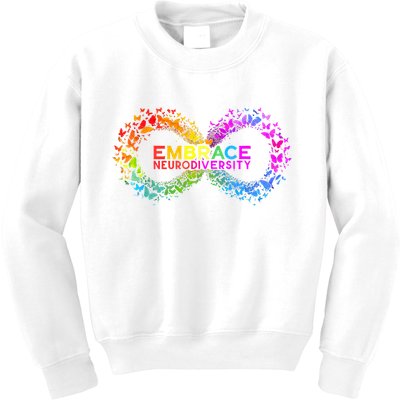 Neurodiversity Embrace ADHD Autism ASD Butterfly Infinity Kids Sweatshirt