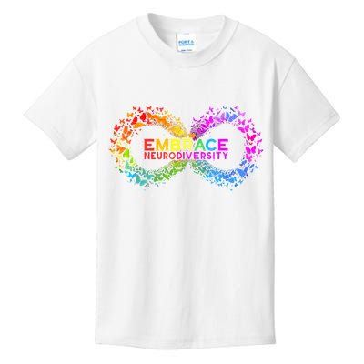 Neurodiversity Embrace ADHD Autism ASD Butterfly Infinity Kids T-Shirt