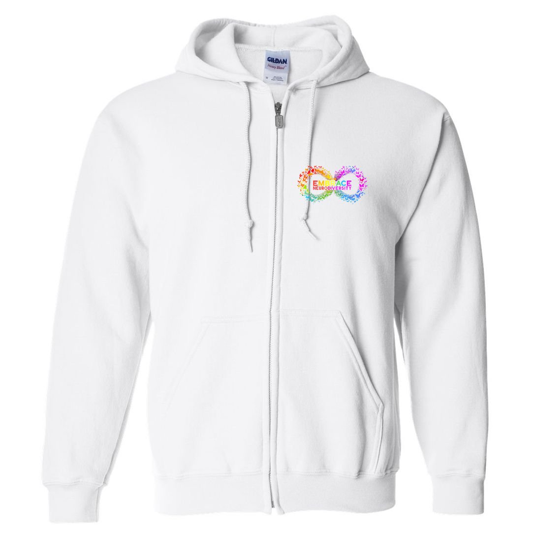 Neurodiversity Embrace ADHD Autism ASD Butterfly Infinity Full Zip Hoodie