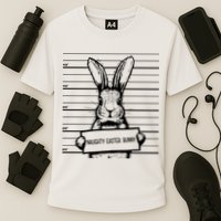 Naughty Easter Bunny Mug Shot Funny Cooling Performance Crew T-Shirt