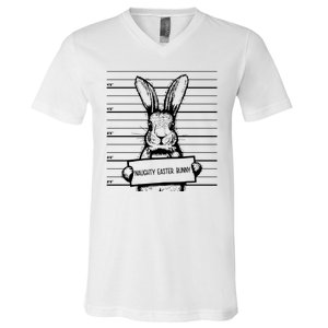 Naughty Easter Bunny Mug Shot Funny V-Neck T-Shirt