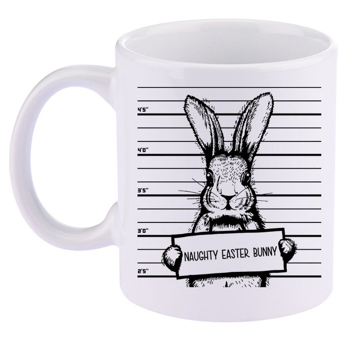 Naughty Easter Bunny Mug Shot Funny 11oz C Handle Ceramic Mug