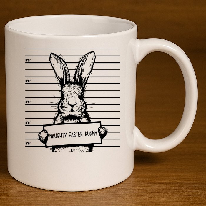 Naughty Easter Bunny Mug Shot Funny 11oz C Handle Ceramic Mug