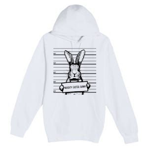 Naughty Easter Bunny Mug Shot Funny Premium Pullover Hoodie