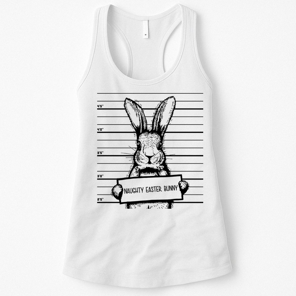 Naughty Easter Bunny Mug Shot Funny Womens Tank Top