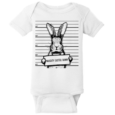 Naughty Easter Bunny Mug Shot Funny Baby Bodysuit