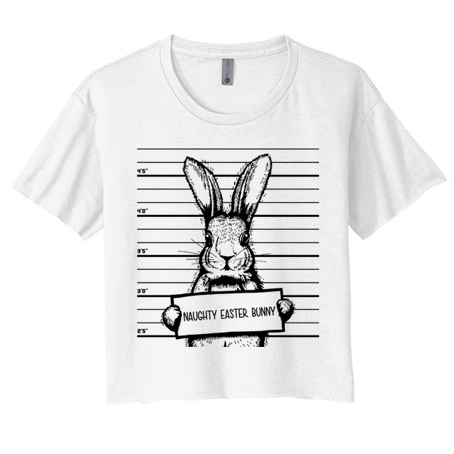 Naughty Easter Bunny Mug Shot Funny Crop Top