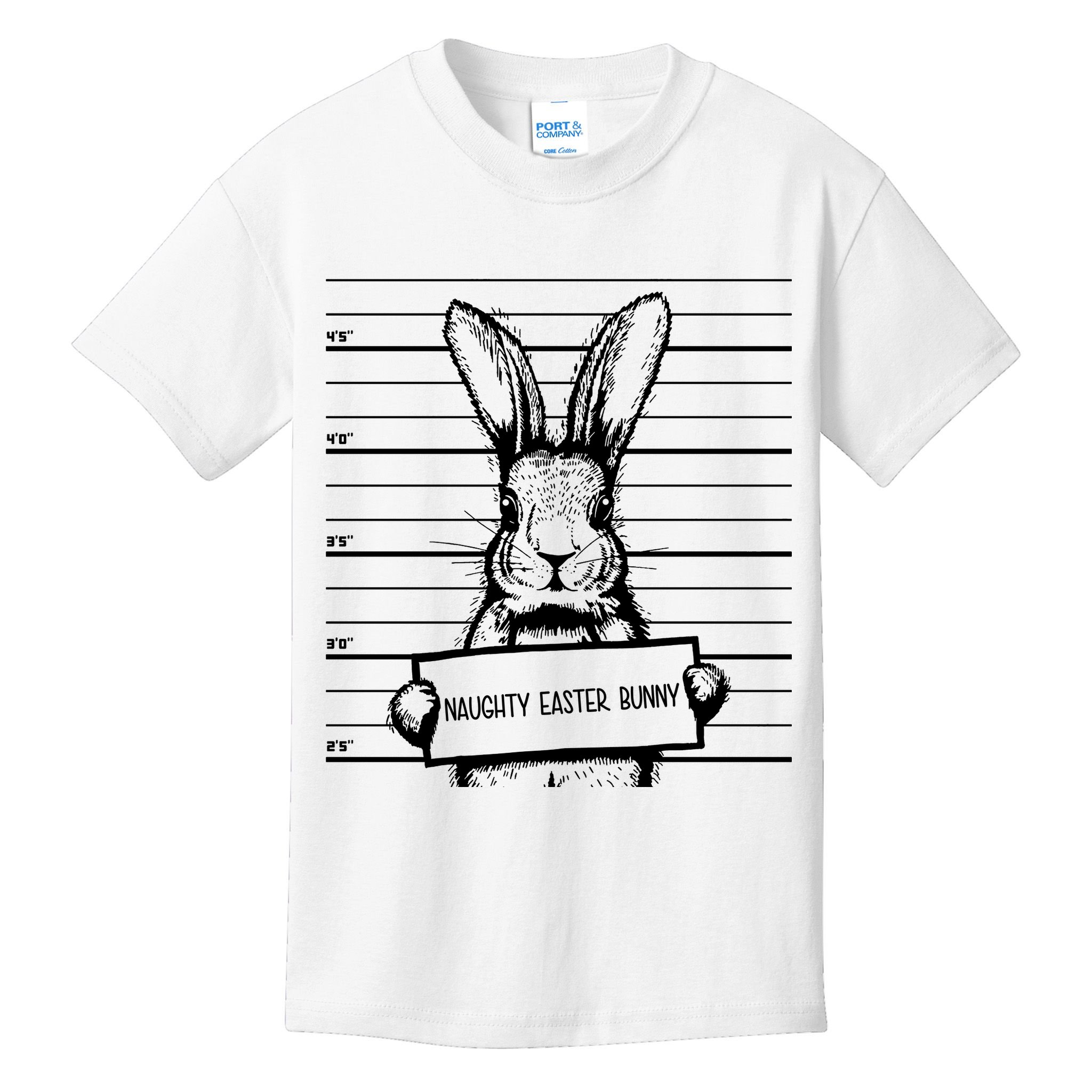 Naughty Easter Bunny Mug Shot Funny Kids T-Shirt