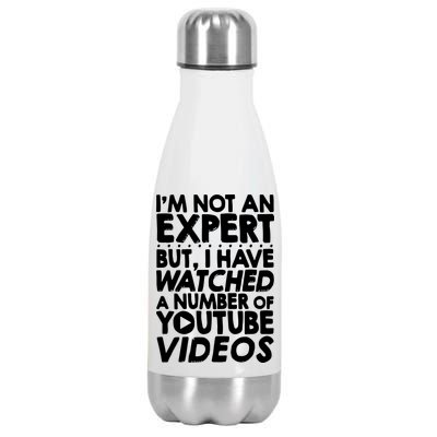 No Expert But I've Watched A Number Of YouTube Videos Funny Stainless Steel Insulated Water Bottle