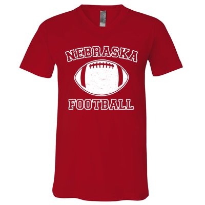 Nebraska Football Vintage Distressed V-Neck T-Shirt