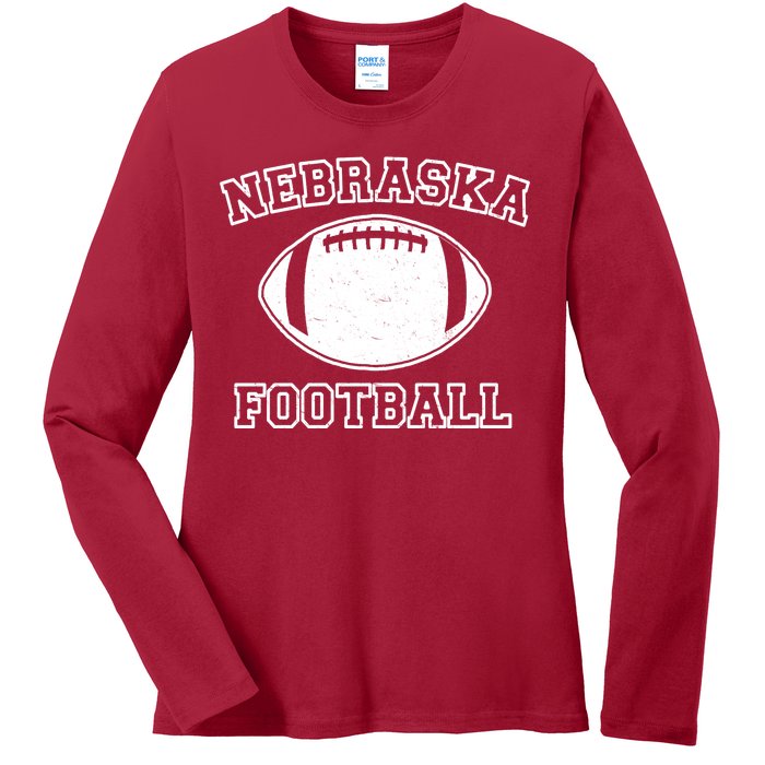 Nebraska Football Vintage Distressed Ladies Long Sleeve Shirt