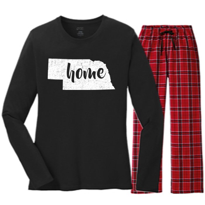 Nebraska Home State Women's Long Sleeve Flannel Pajama Set 