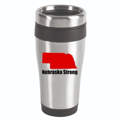 Nebraska Strong Flooding 16oz Travel Tumbler