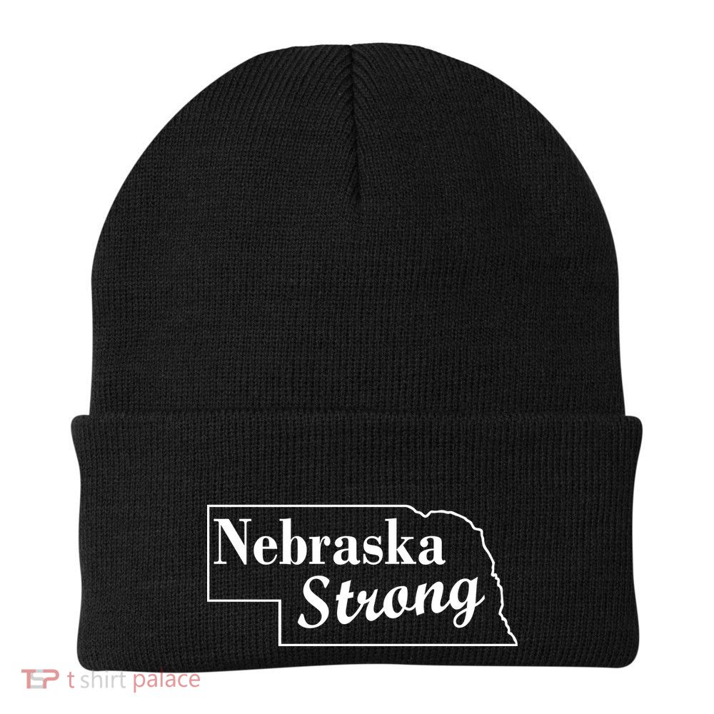 Nebraska Strong Map Knit Cap Winter Beanie