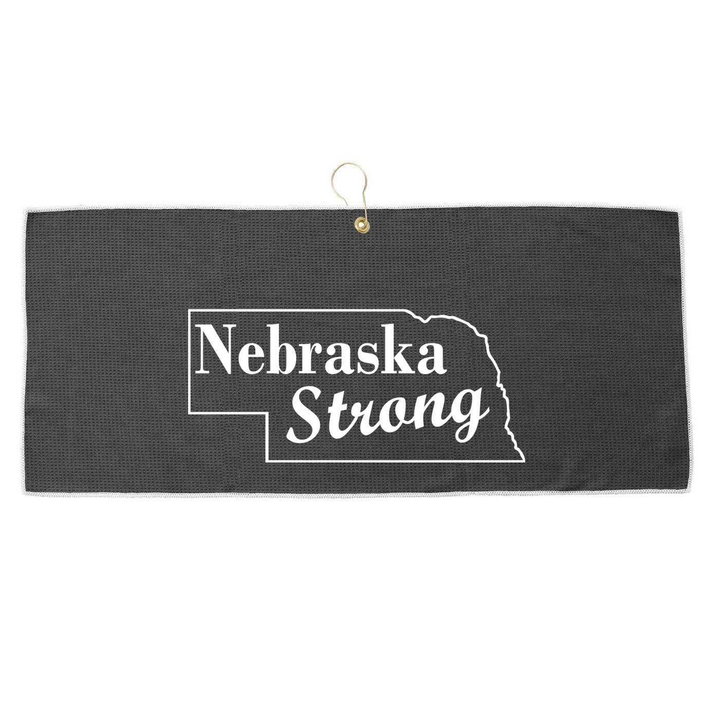 Nebraska Strong Map Large Microfiber Waffle Golf Towel