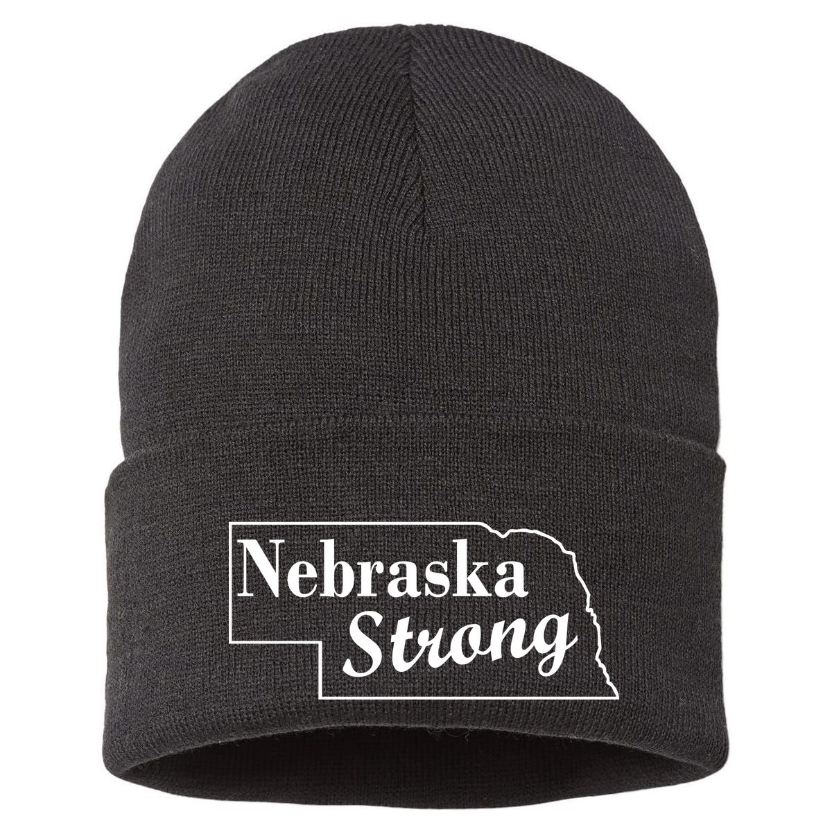 Nebraska Strong Map Sustainable Knit Beanie