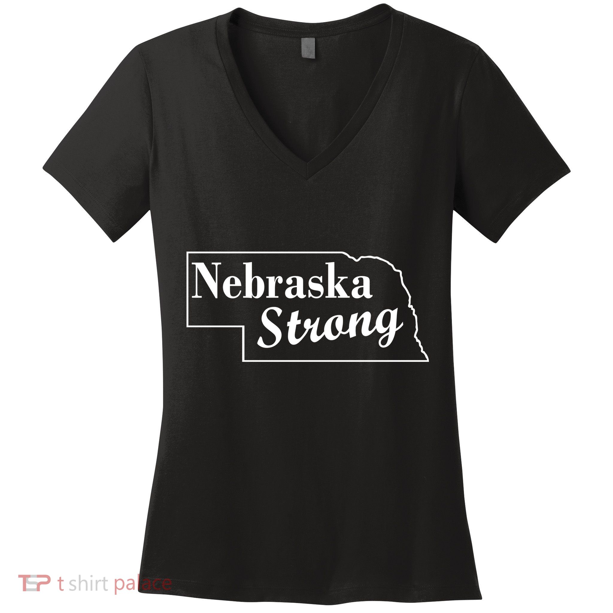 Nebraska Strong Map Women's V-Neck T-Shirt